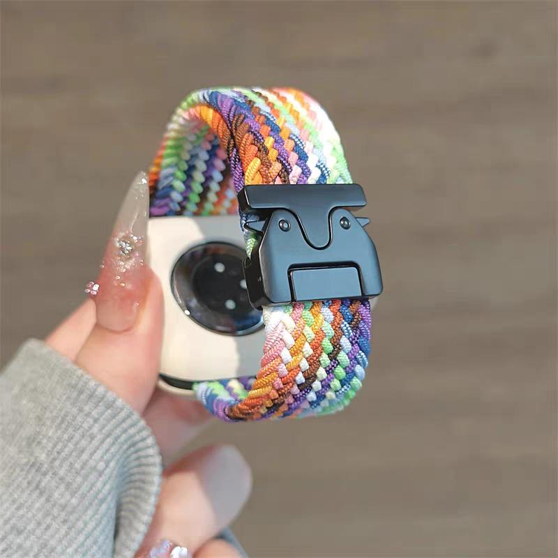 Silicone Case+Braided Strap For Apple Watch Bands 46mm 49mm 44mm 42mm 41mm 40mm 38mm SE 10 9 6 5 Ultra 2 Nylon Correa Strap