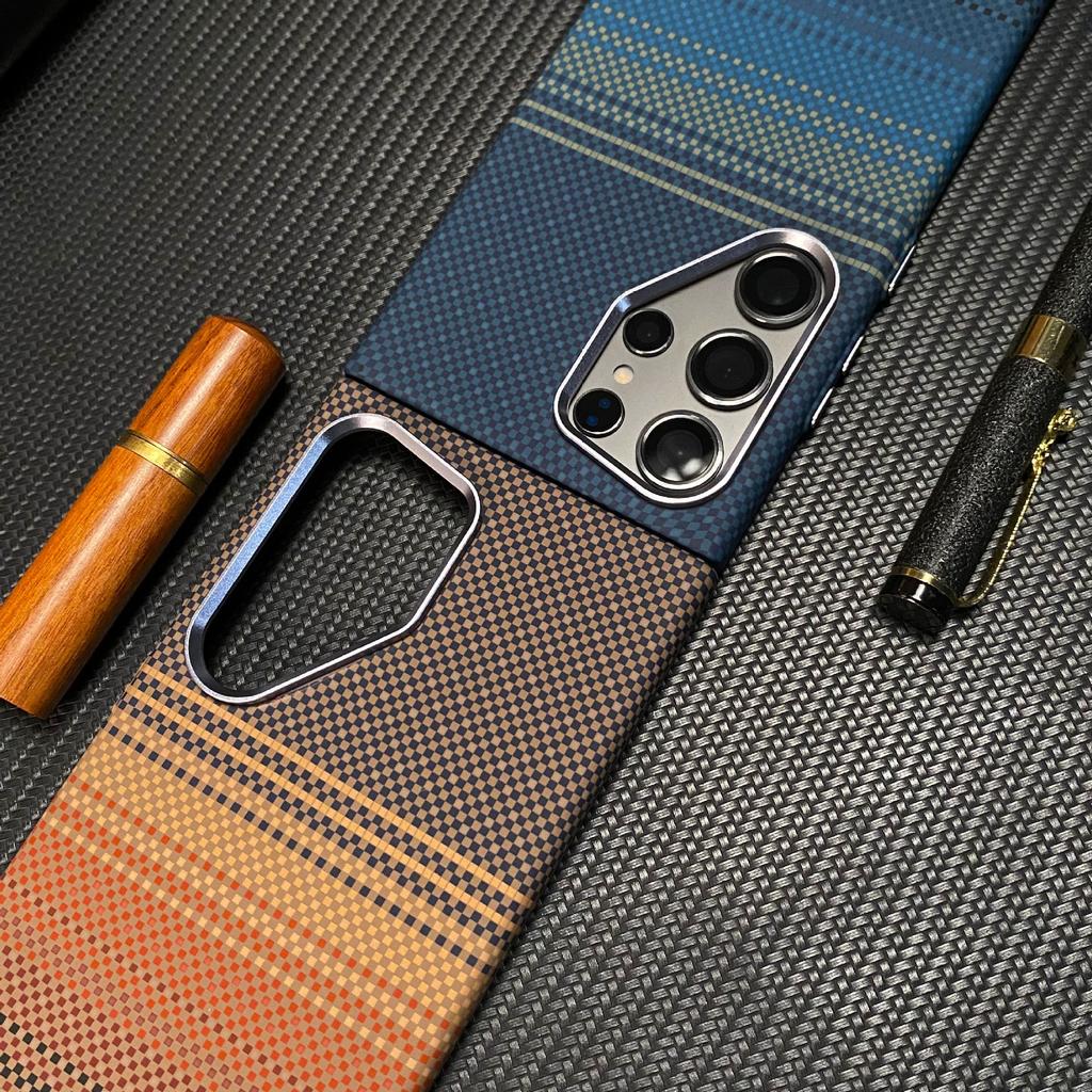 Kevlar carbon fiber pattern magnetic phone case for Samsung s25ultra ultra-thin S24 protective case PC hard case