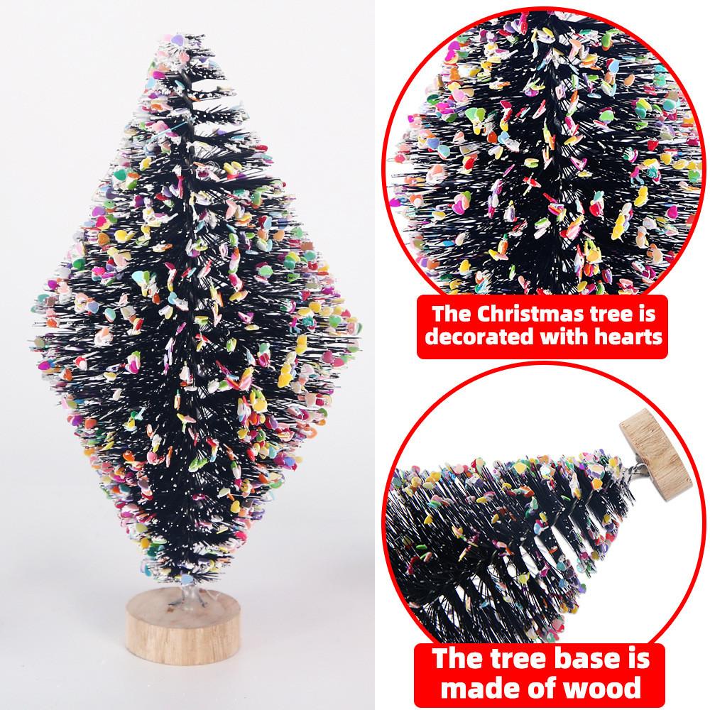 Mini Colorful Heart Sequin Pine Needle Christmas Tree For Festive Holiday Decoration