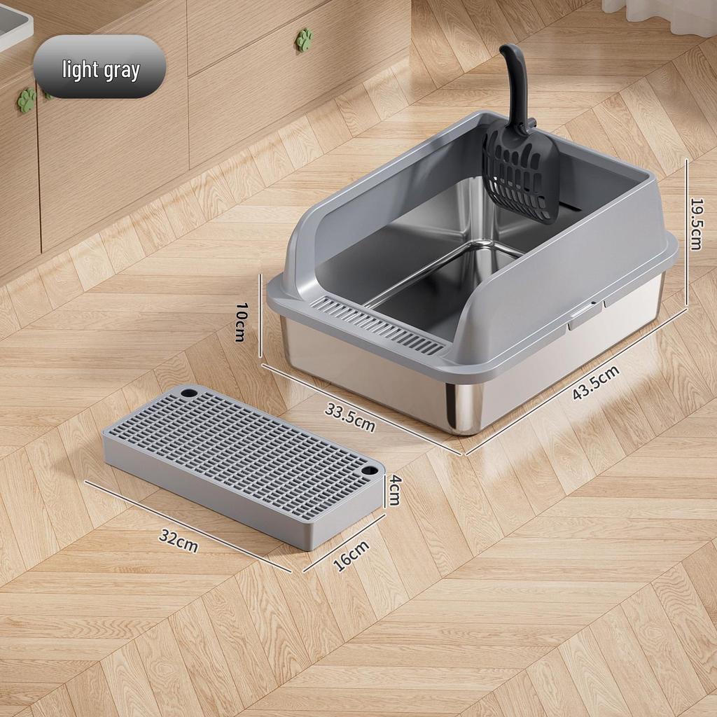 Extra Large Top-Entry Stainless Steel Cat Litter Box with Anti-Splash High Walls