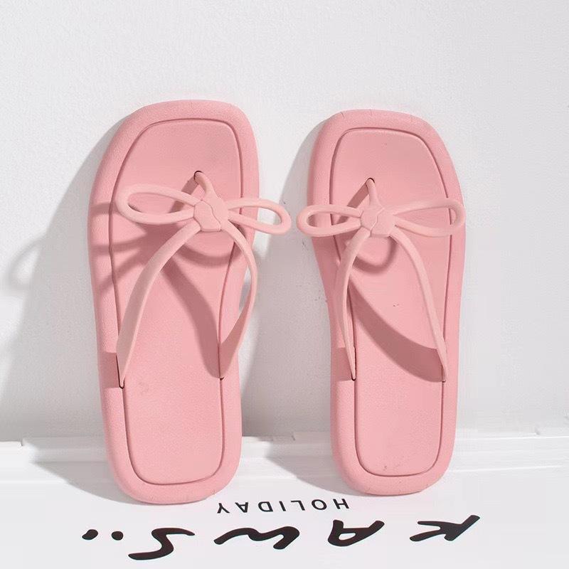 

Новые летние тапочки с бантом, корейские противоскользящие, износостойкие, модные и минималистичные тапочки для девочек 40-41 розовый