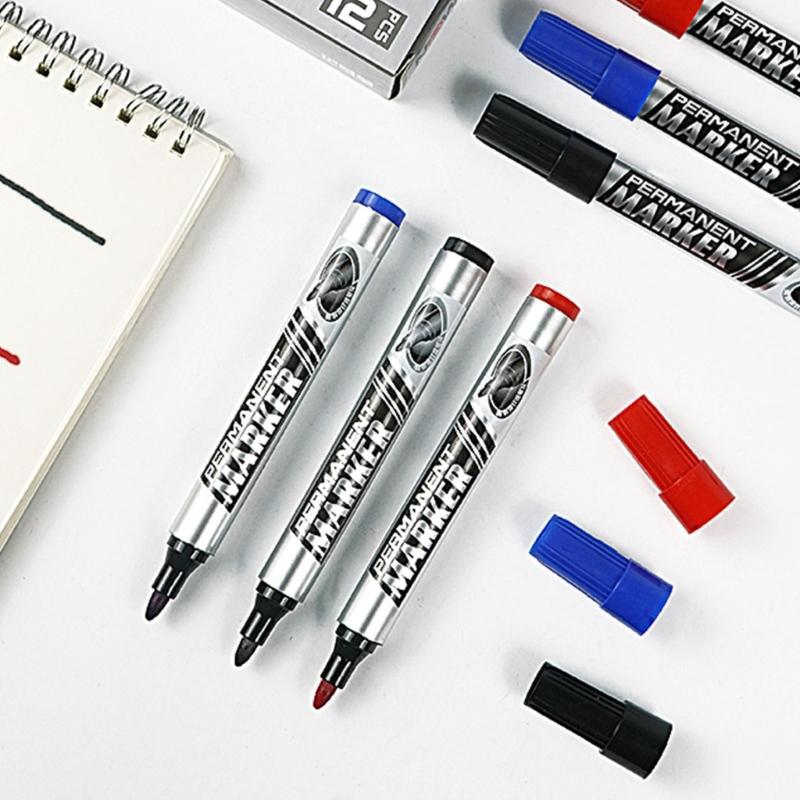 12Pcs Heavy Duty Oil Based Markers Water Resistant Permanent Marker 0.7mm Tip For Industrial Packaging Disc Labeling