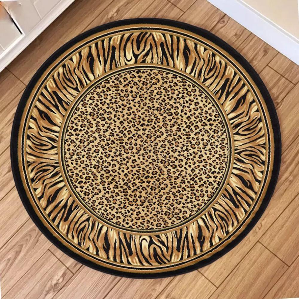 Print Round Rug – Leopard, Zebra  Tropical Floral Mix, Soft Non-Slip Mat for Living Room