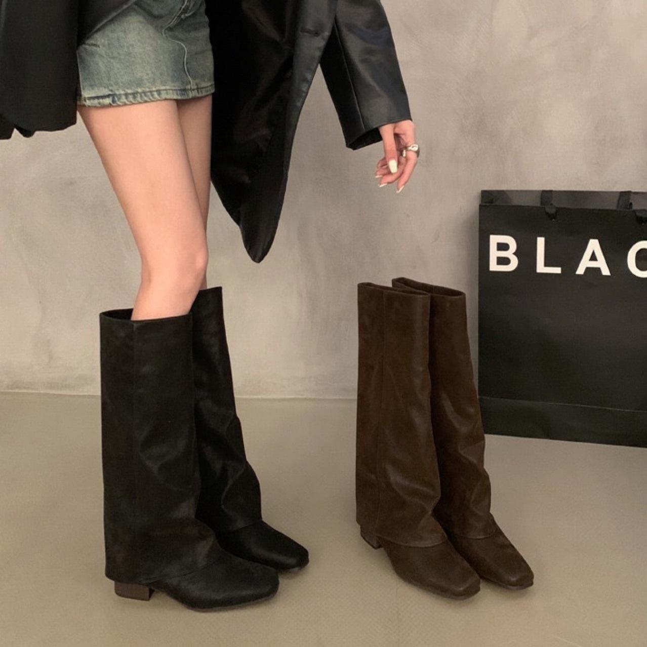 

Design sense niche small man brown boots knight boots 2025 autumn season women s boots retro style high boots western 39 хаки