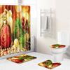 Christmas Elements Bathroom Shower Curtain Floor Mat Toilet Cover Foot Mat Four-Piece Pattern Size