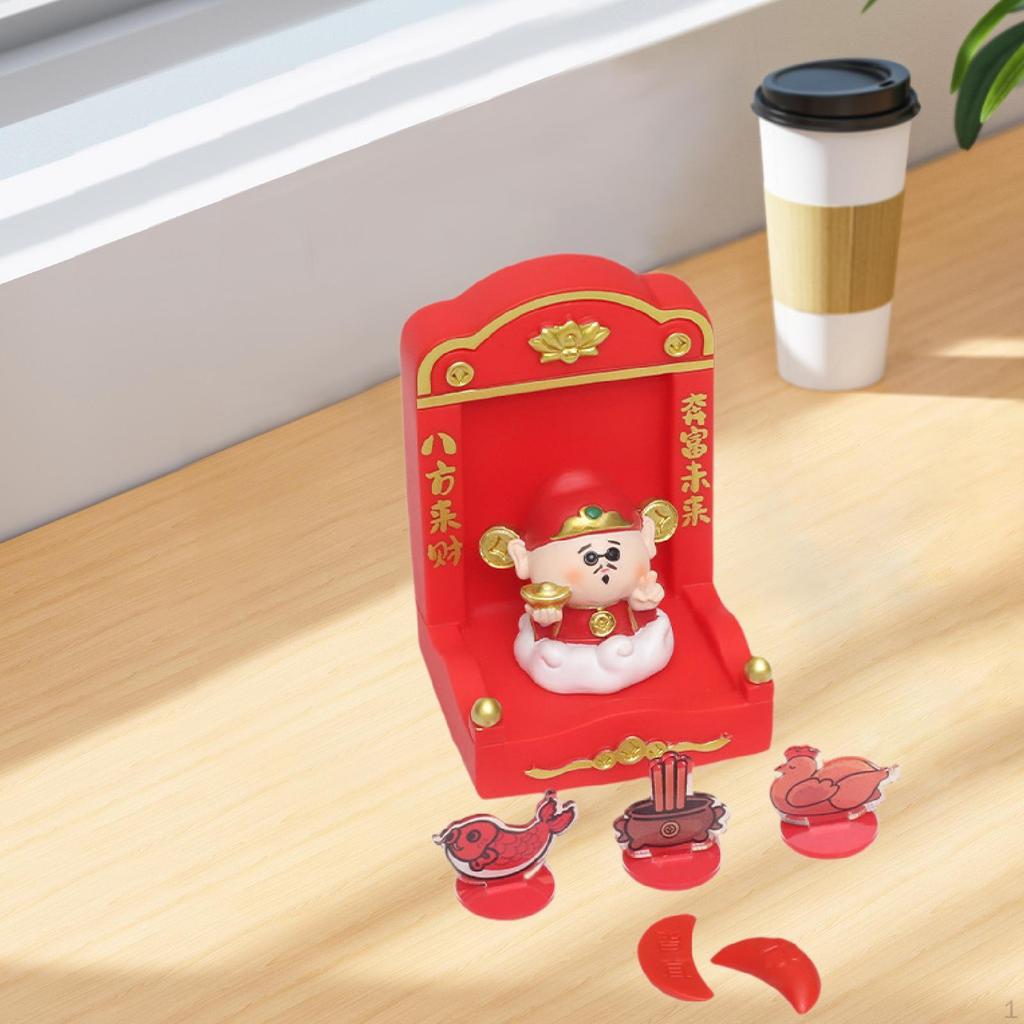 Chinese Deity Figurine with Altar for Spring Festival Tabletop Display