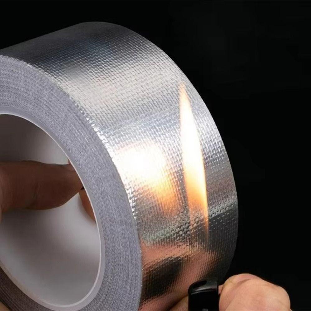 High Temperature Aluminum Foil Tape 10M Fireproof Tape New Fiberglass Aluminum Foil Tape Seal Pipe