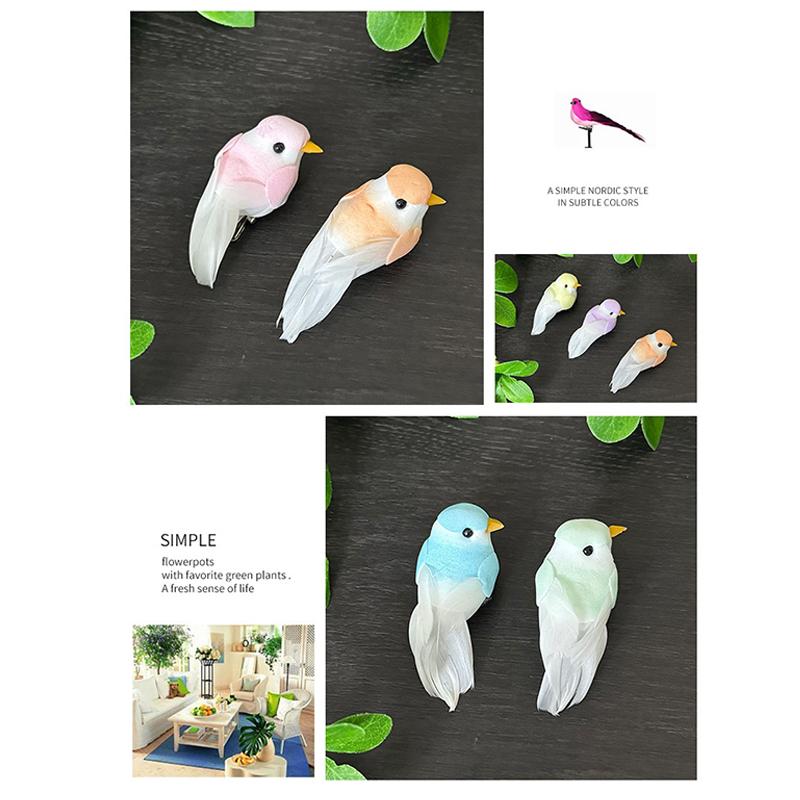 2Pcs Cute Artificial Birds Fake Foam Animal Simulation Feather Birds Models Tit Diy Craft Home Garden Floral Ornament Decoration