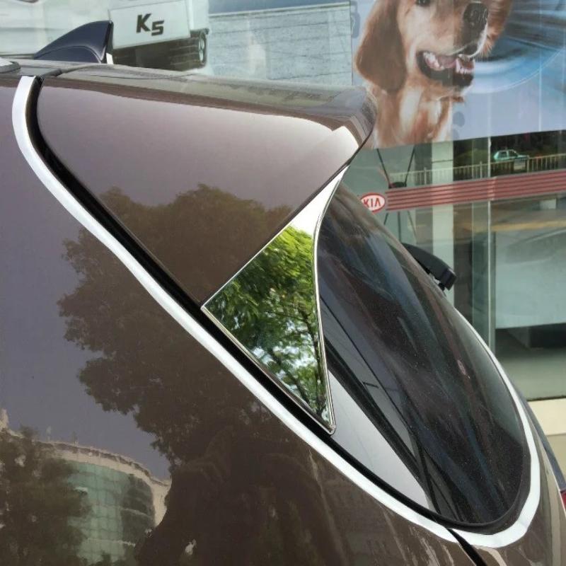 For Kia Sportage 4 2016 2017 2018   ABS Chrome Rear Window Spoiler Side Wing Triangle Cover Trim External Accessories