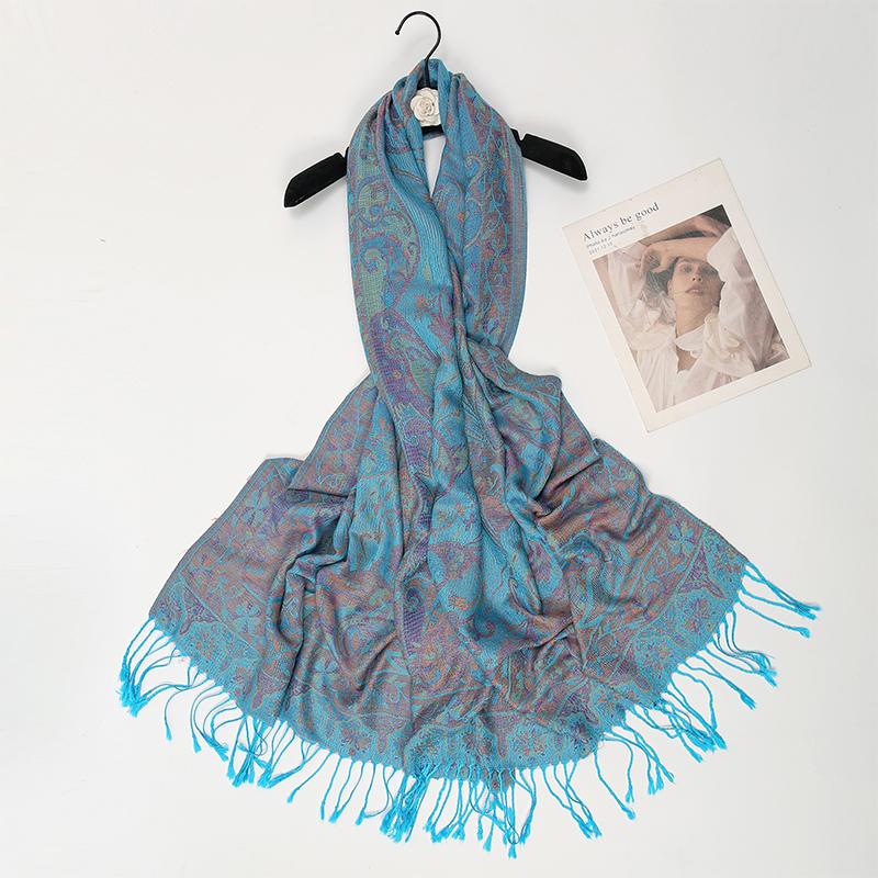 Luxury Embroidery Cashmere Scarves Women Ladies Elegant Poncho Winter Warm Shawl Pareo Paisley Headscarf Autumn Traveling Wrap