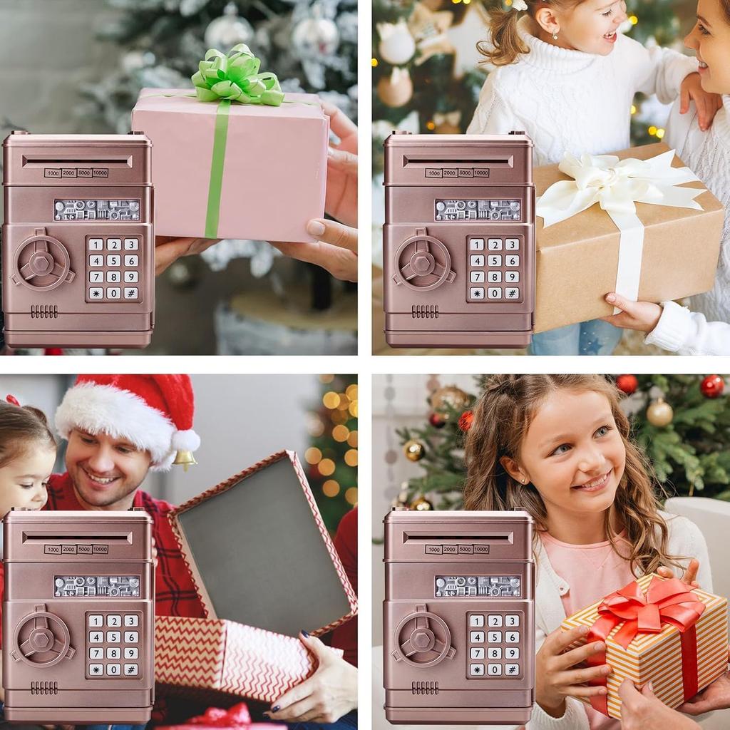 Piggy Bank for Kids, ATM Electronic Password Cash Coin Bank, Money Saving Box for Kids, Boys Girls Birthday Gift (New Rose Gold)