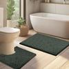 1/2Piece Loop Bath Mats for Bathroom Non Slip Chenille Bath Mat Set Rugs with Water Absorbent Pedestal Bathmat Shower Toilet Mat