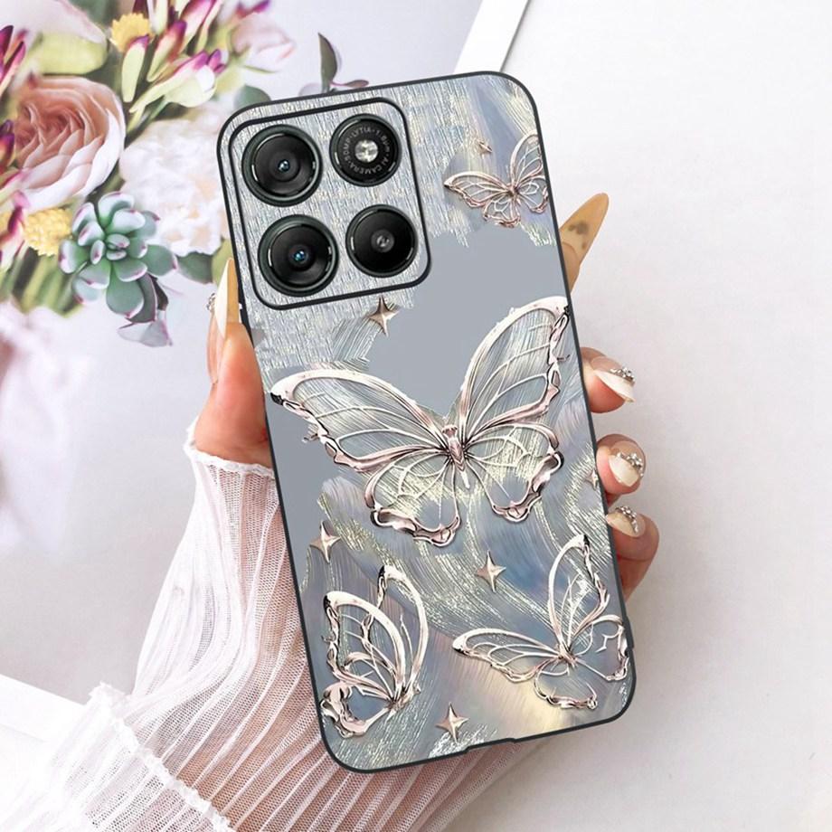Etui do Motorola Moto G17 Power G15 Power MotoG15 Miękki Czarny Silikonowy Pokrowiec Malowanie Kwiatowe Motyl Smok Kot Funda