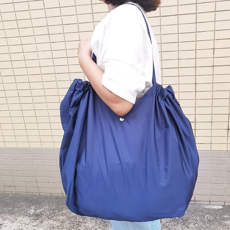 Eco-Friendly Foldable Shopping Tote with Buckle, Drawstring Closure, and Single Shoulder Strap