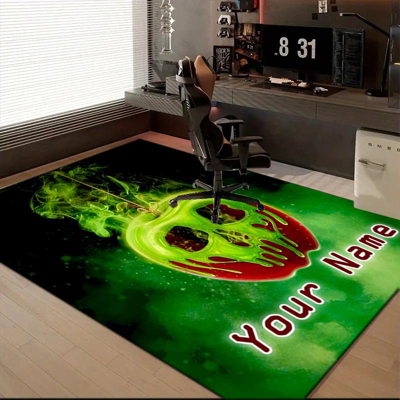 1PC Custom Name Halloween Poison Apple Theme Floor Mat Ideal for Living Room, Game Rooms, Office, Bedroom,Floor Mat Playful Design