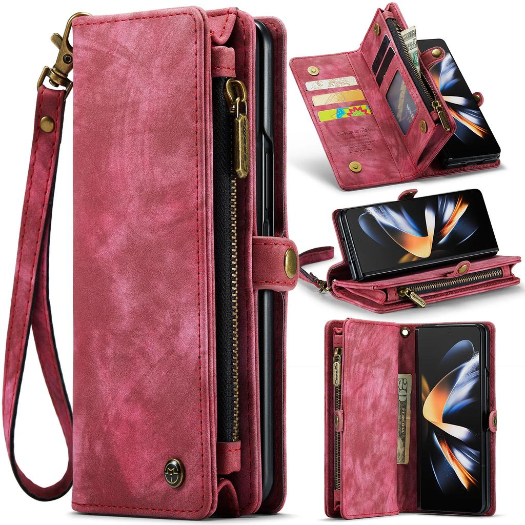 Business Zipper Multi Cards Solt Wallet Leather Case For Samsung Galaxy Z Fold 6 5 4 5G Full Protection Purse Pocket Book Cover