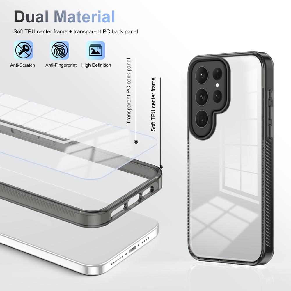 KEYSION Transparent Case for Samsung S24 Ultra 5G S23 FE TPU+PC Anti-slip Clear Shockproof Phone Cover for Galaxy S23 S22 Ultra