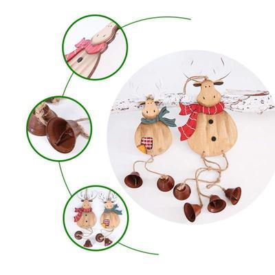 New Christmas Wooden Pendant Elk Hanging Decoration Christmas Tree Bell Pendant Bell Decoration Pend