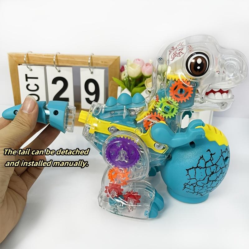 Transparent Dinosaur Toy with Colorful LED Lights, Music, and Auto Steering Function, Plastic, Suitable for Ages 3-6, with Battery Not Included