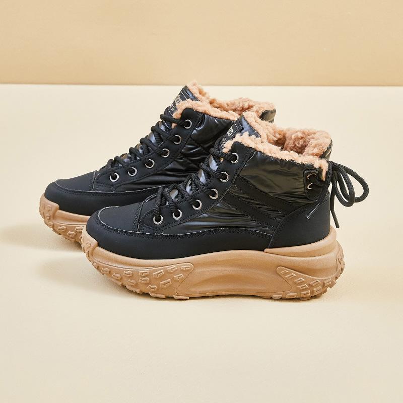 

Зимние высокие бархатные кроссовки-папы, новые ins женские студенческие толстая подошва увеличивает рост, повседневное тепло K 40 чёрный