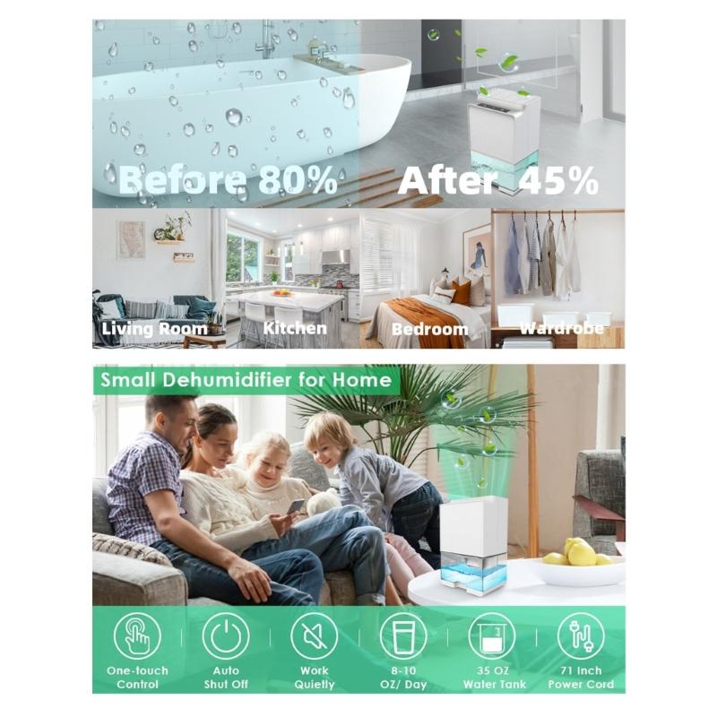 Efficient Room Dehumidifier Portable Dehumidifier Small Dehumidifier with Light ABS Texture for Living Environment