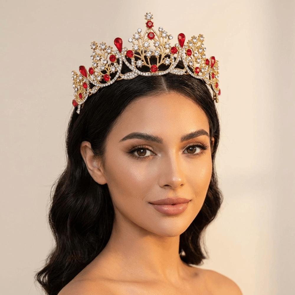 Shiny Princess Tiara Metal Rhinestone Crown Elegant Baroque Crown Bridal