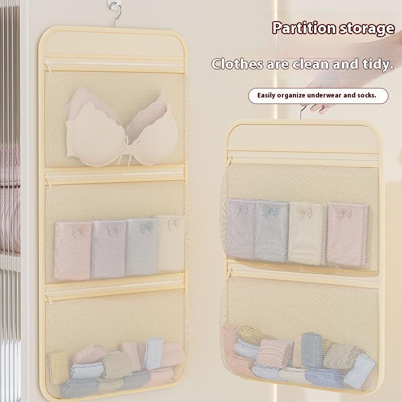 Mesh Storage Hanging Bag With Hook Multi Layer Breathable Pockets Bedroom Wardrobe Lingerie Pocket Organizer For Clothes Socks