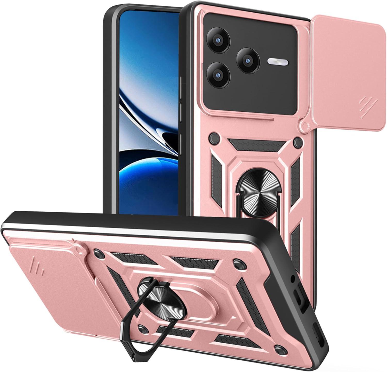 

Бронированный чехол для Xiaomi Poco F7 Pro F7 Ultra 5G Защита объектива с кольцом Магнитный держатель Coque Fundas Capa Poco F7 Pro розового золота