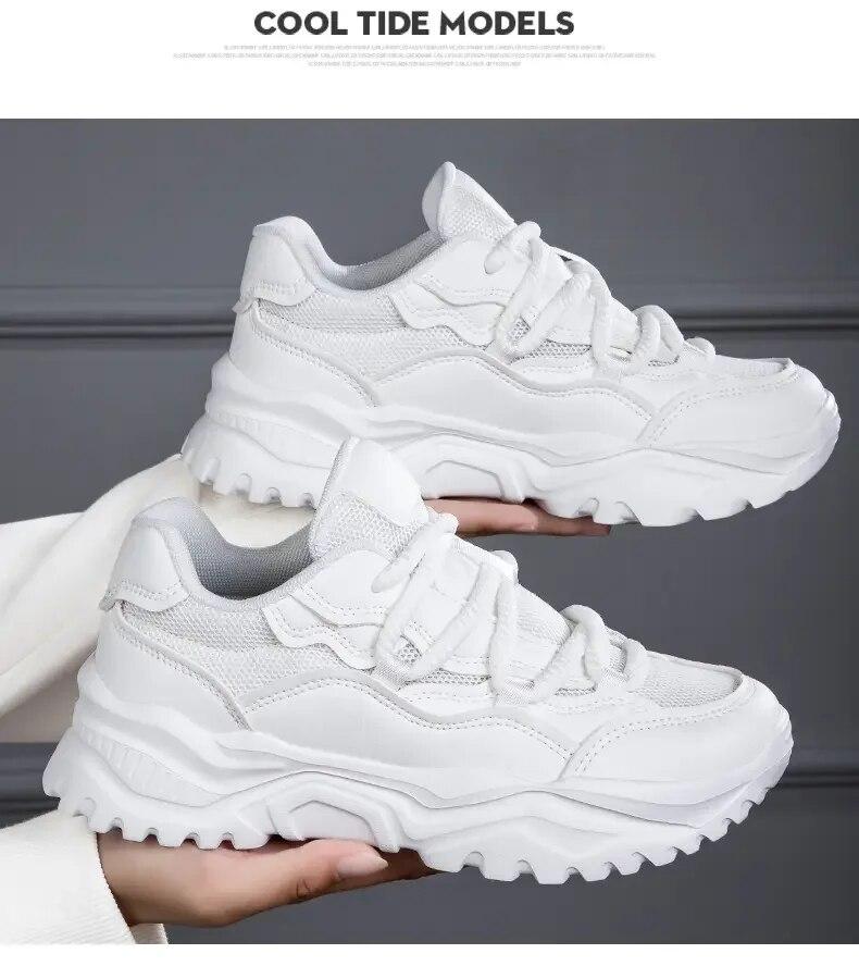 Chaussures blanches épaisses de loisirs pour chaussures pour femmes baskets