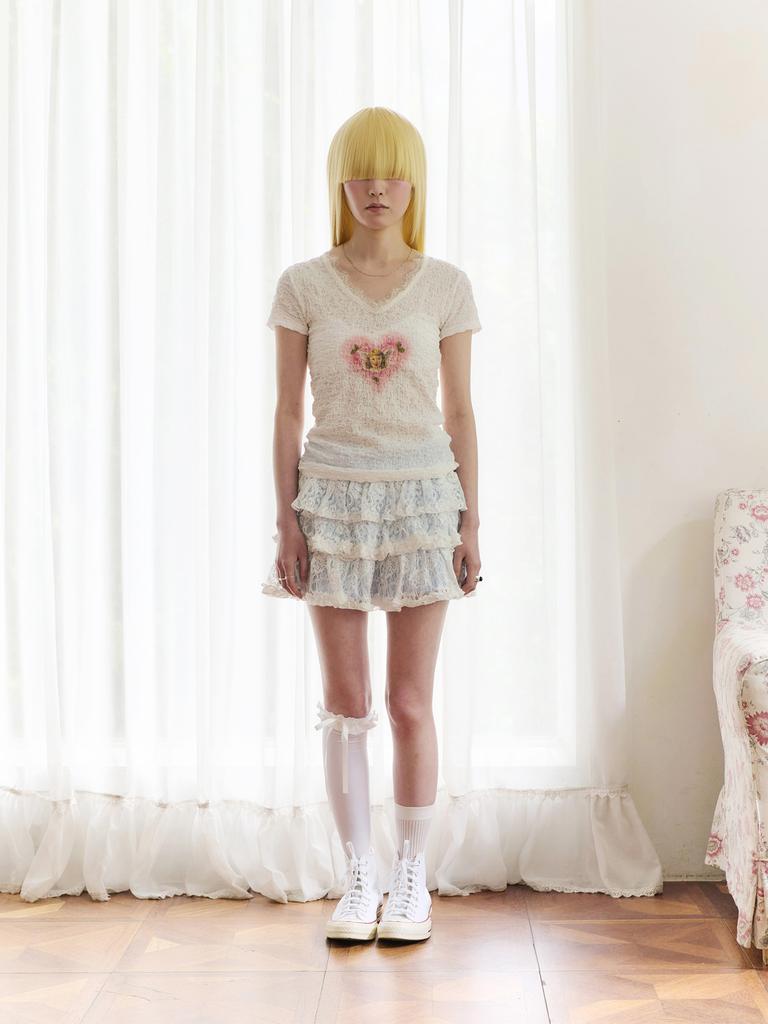 HETIT Rose Heart Angel T-Shirt (Pure White)