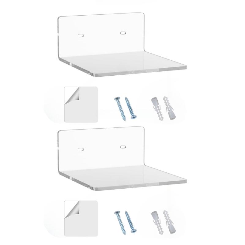 Set of 2 Acrylic Wall Shelves Decorative Storage for Small Spaces  Modern Home Organization Solution