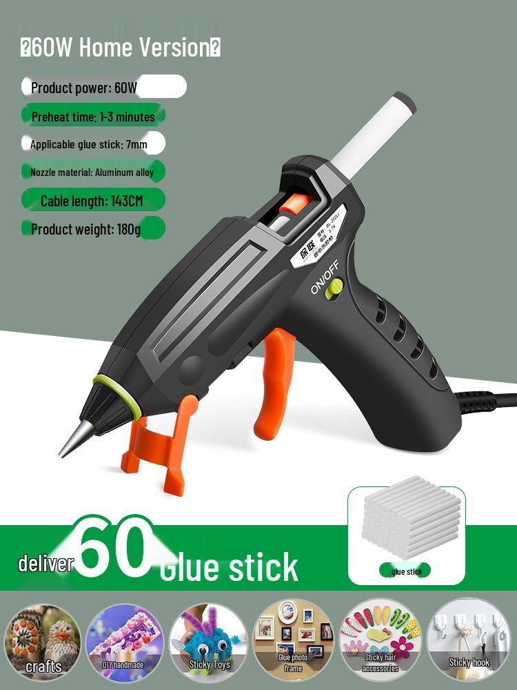 Compact High Viscosity Hot Melt Glue Gun with 7-11mm Glue Sticks