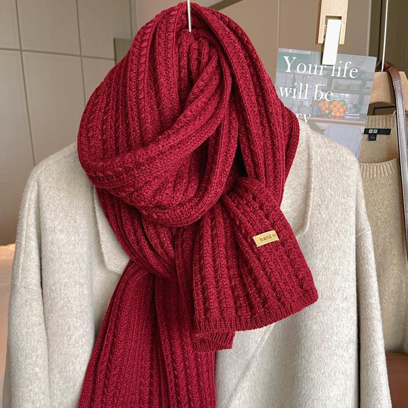

Korean Style White Harajuku Style Chunky Knit Scarf Women s Winter Versatile Warm Japanese Student Thickened Neck Warmer One Size
