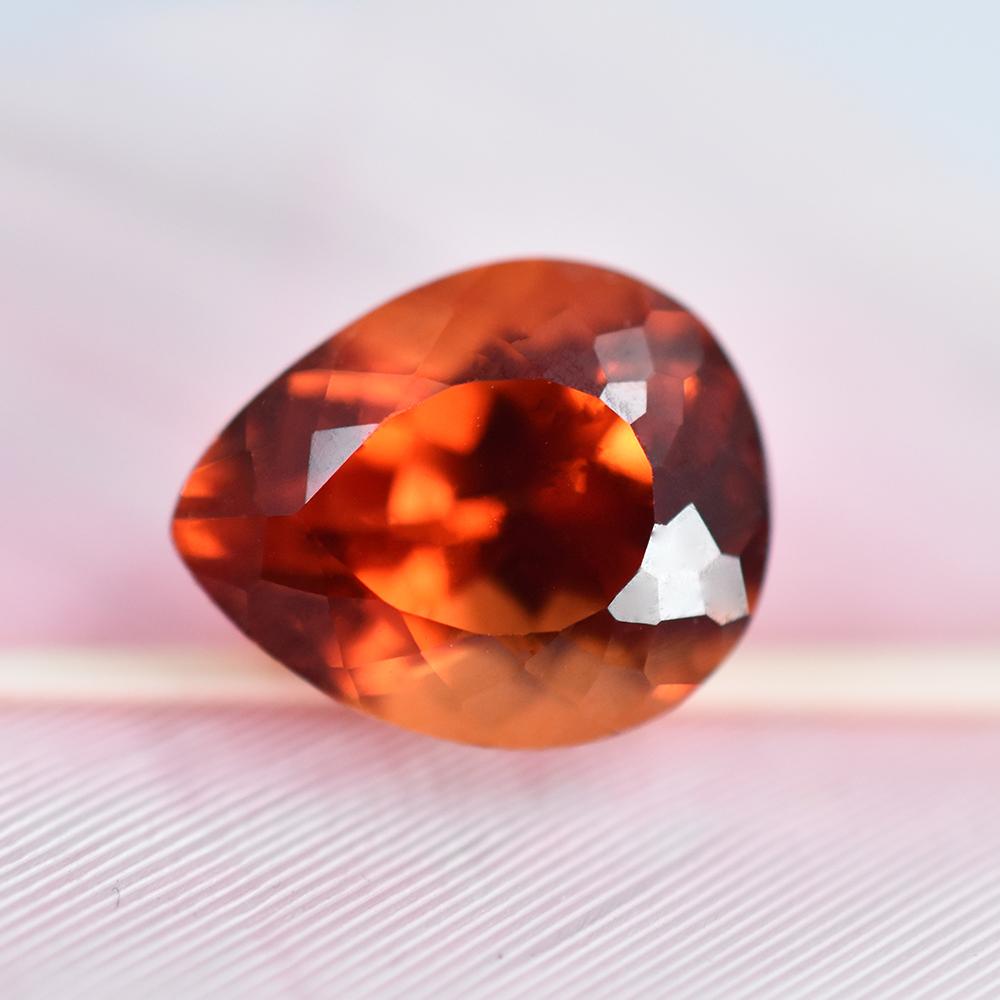 6.95 Ct Natural Orange Sapphire Pear Cut Loose Gemstone For Collection