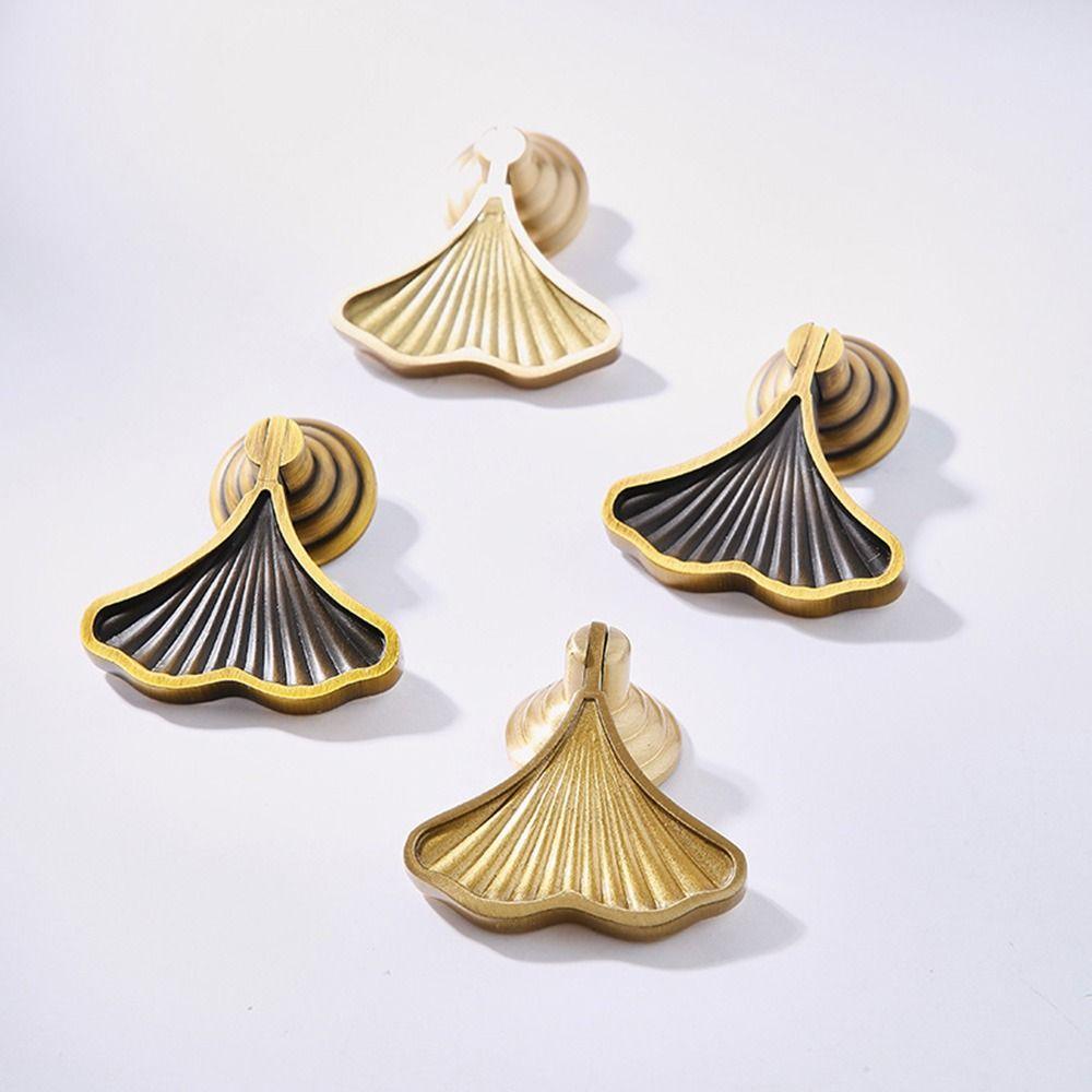 

Brushed Brass Cabinet Knob Gingko Leaf Pulls Furniture Door Handles Drawer Pulls Cabinet золотой