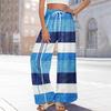 Women Summer Boho Palazzo Pants High Waist Wide Leg Floral Printing Casual Trousers With Pockets