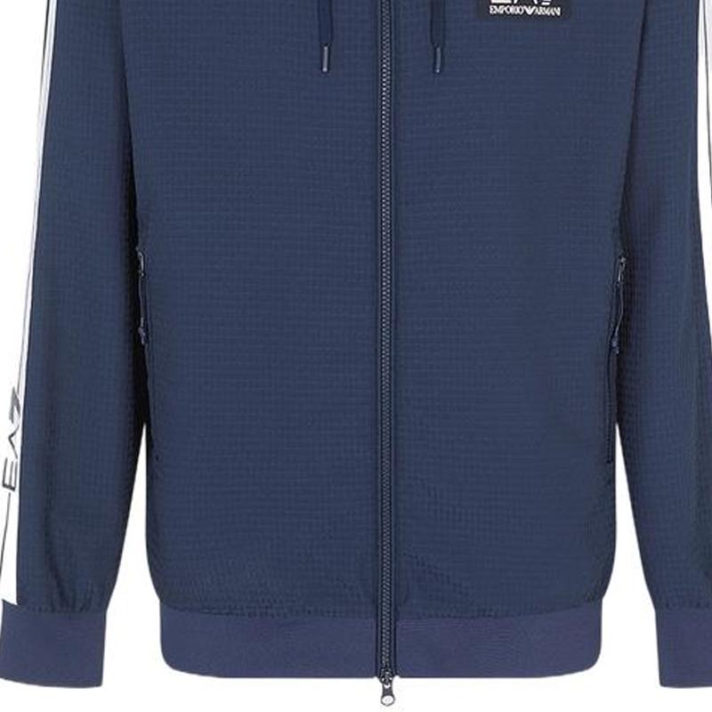 Emporio Armani Ss23 Letter Print Hooded Zip Sweatshirt Men Sweatshirt Navy-Blue 3RPM67-PN6ZZ-1554
