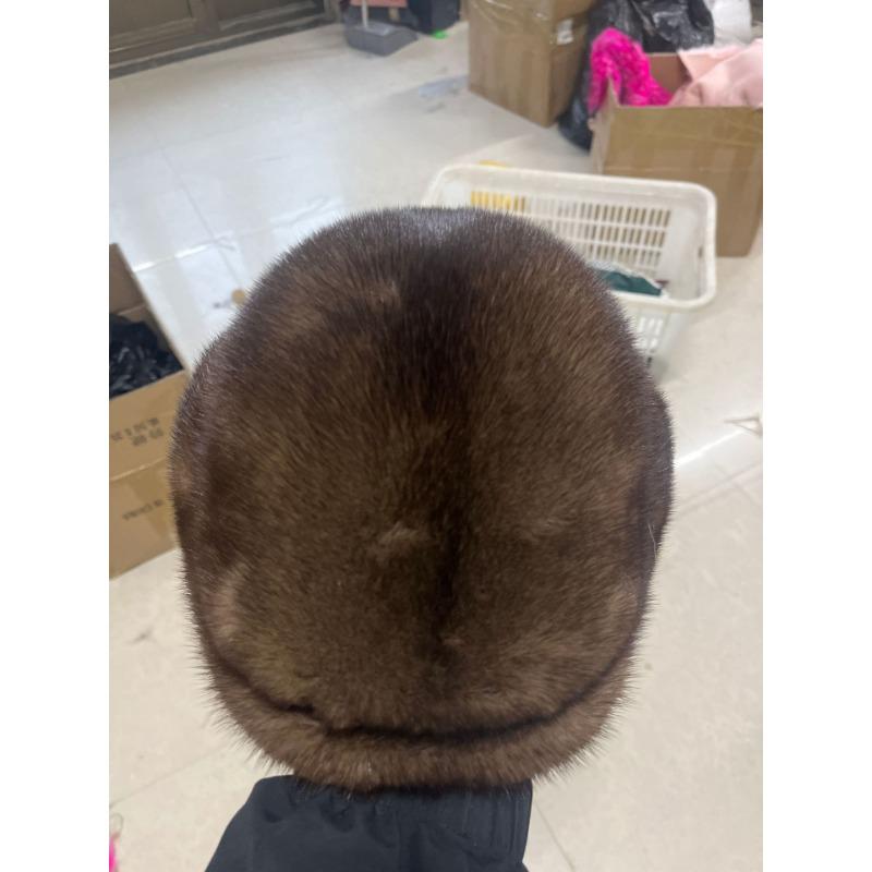 

Цельнокожаная норковая шапка мужская зимняя шапка из старого меха норковая теплая президентская шапка шапка мастера хлопковая шапка XL（59-61cm）