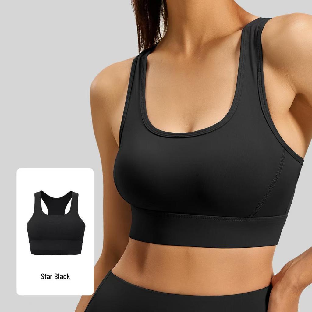 Women's Racerback Shockproof Sports Bra with Beautiful Back Design and Hook-and-Eye Closure