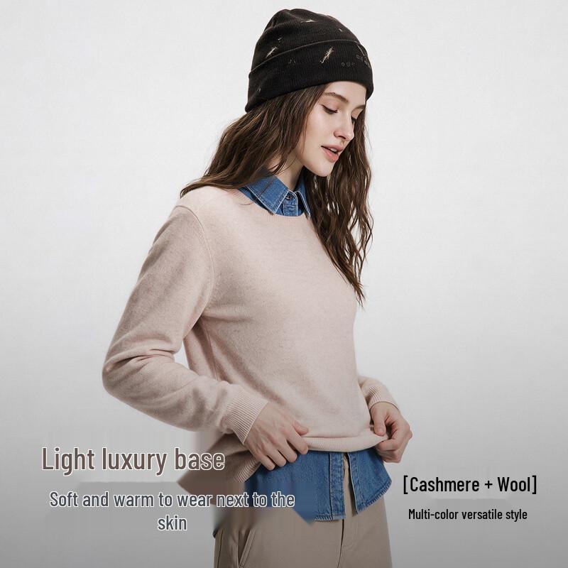 NVG·YOUNG Women's Premium Wool-Cashmere Blend Crewneck Sweater