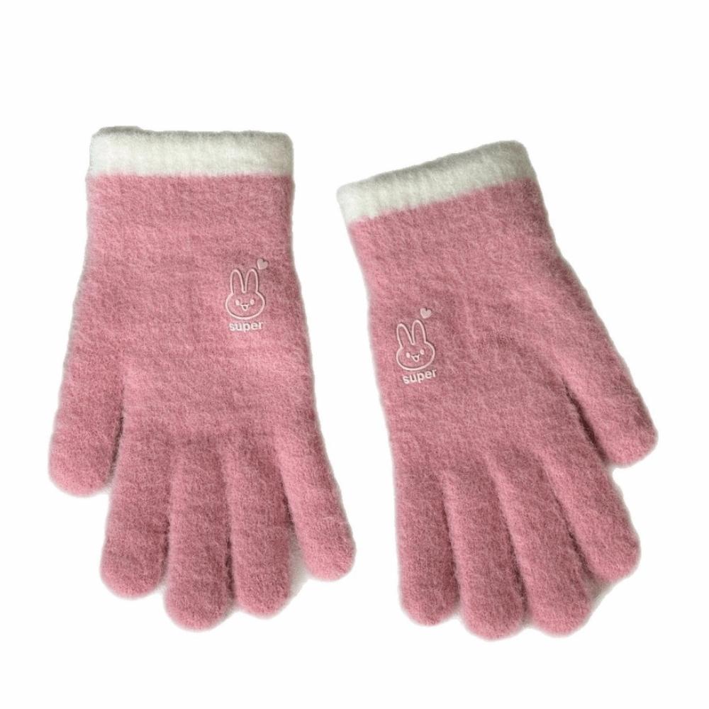 Elastic Winter Gloves Thickened Fleece Lined Gloves Cute Knitted Gloves for Women