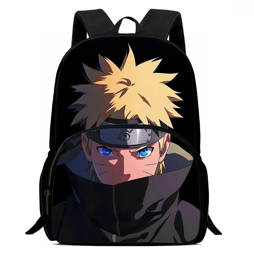 Cartoon NARUTO Pattern Lightweight Backpack With Front Pocket Adjustable Shoulder Strap Unisex Suitable For Children Age 6-10