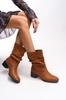 Women Modern Stylish Fashion Boots Boots Faux Leather Suede Rheggec Gusseted Short Boots Tan Suede