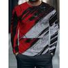 This Long-Sleeved Shirt Features a Primary Color Scheme of Red, Black, And White, Adorned with Abstract Splatter-Style Graffiti
