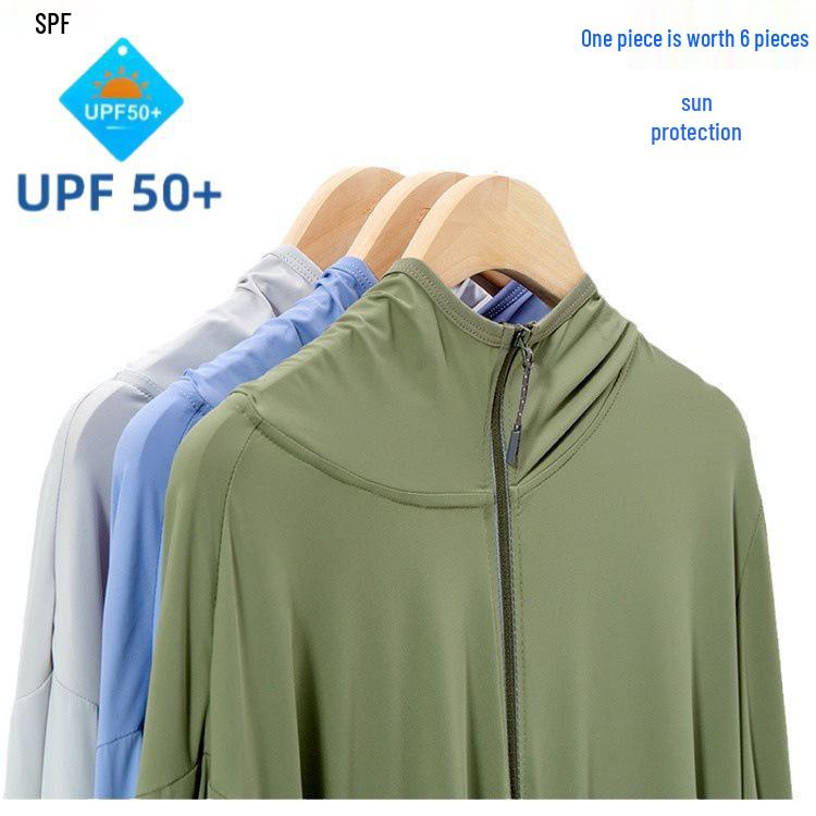 Unisex Lightweight UV Protection Summer Ice Silk Hooded Jacket for Outdoor Activities