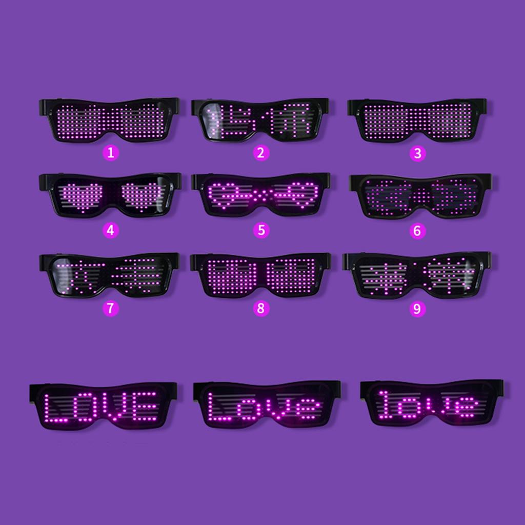 LED Light Up Glasses USB Rechargeable & Wireless with Flashing LED Display Glowing Luminous Glasses for Christmas
