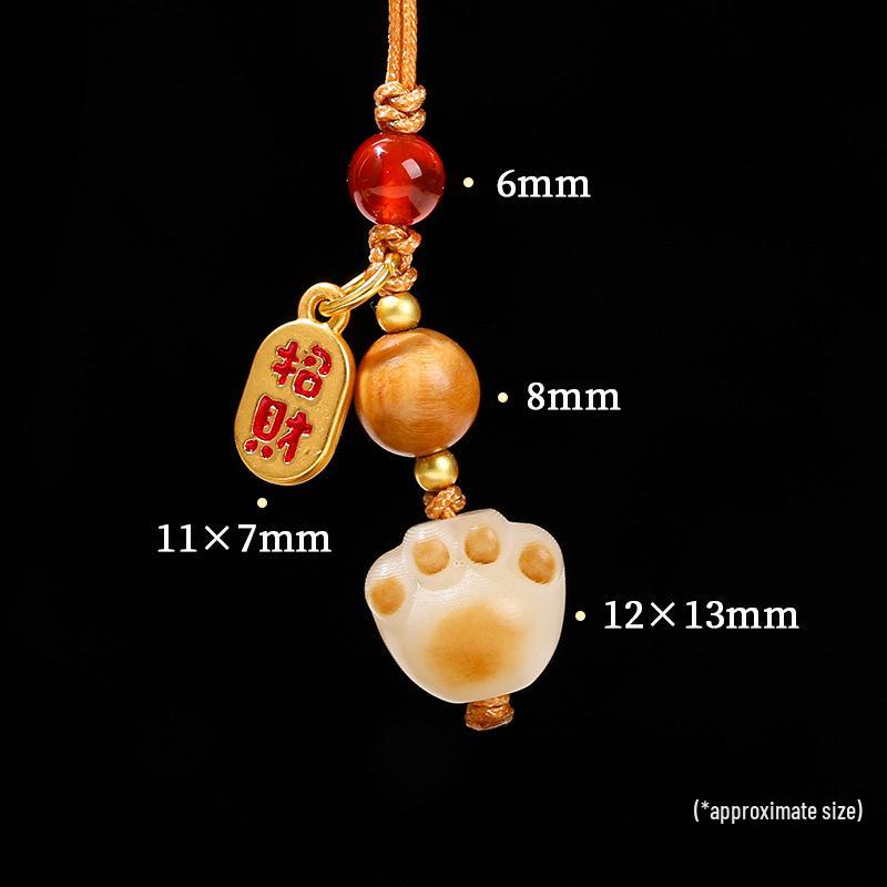 

Jingde Jewelry Подвеска для телефона Лапка кота удачи: Милый брелок-подвеска из сандалового дерева Бодхи Length 9cm
