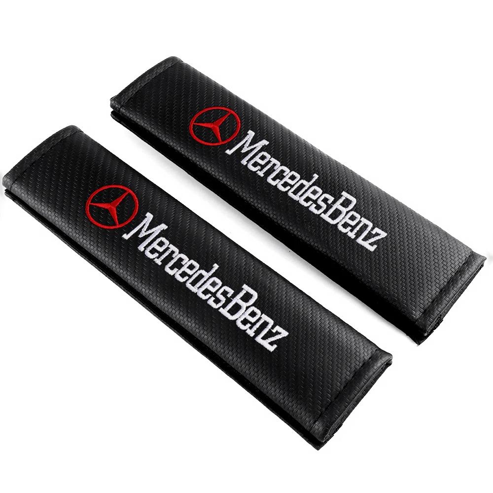 TFSM4 Car Seat Belts Cover Leather Shoulder Guard Cushion For Mercedes Benz AMG A B C E S GLA GLB GLC GLE CLA G ML R Class W205 W210