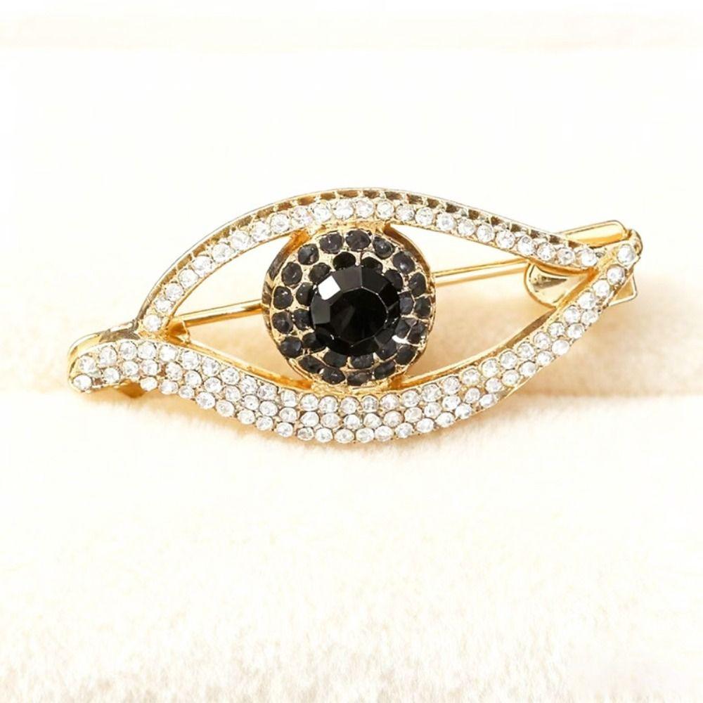 Decoration Devil Eye Brooch Pin Hollow Out Banquet Clothes Pin Rhinestone Eye Brooches  Decoration