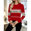 Women's Christmas Fashion Print Autumn T-Shirt New O-Neck Long Sleeve T-Shirt Fashionable Comfortable Breathable Soft Casual Loose Versatile T-Shirt